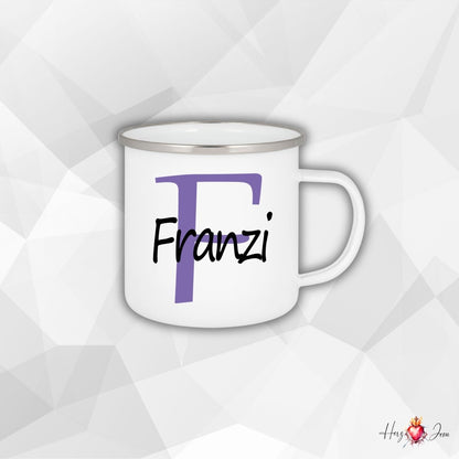 Personalisierte Emaille Tasse mit Namen Edelstahl Tasse_012H - Herz Jesu