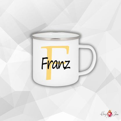 Personalisierte Emaille Tasse mit Namen Edelstahl Tasse_012H - Herz Jesu