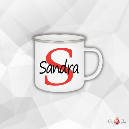 Personalisierte Emaille Tasse mit Namen Edelstahl Tasse_012H - Herz Jesu