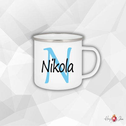 Personalisierte Emaille Tasse mit Namen Edelstahl Tasse_012H - Herz Jesu