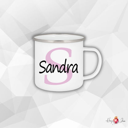 Personalisierte Emaille Tasse mit Namen Edelstahl Tasse_012H - Herz Jesu
