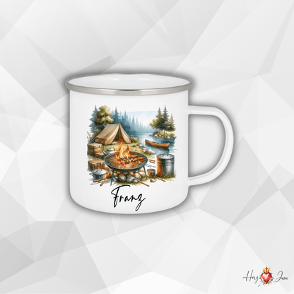 Personalisierte Emaille Tasse mit Namen Edelstahl Tasse_015H - Herz Jesu