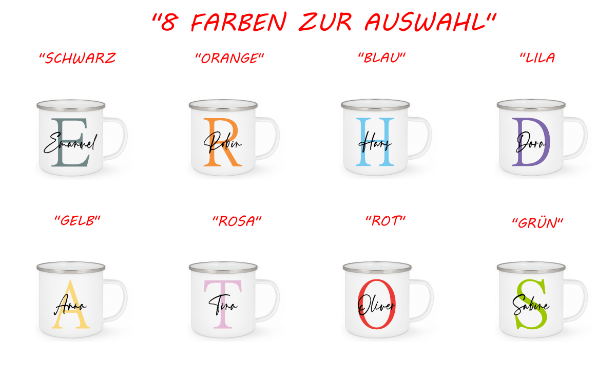 Personalisierte Emaille Tasse mit Namen Edelstahl Tasse_016H - Herz Jesu