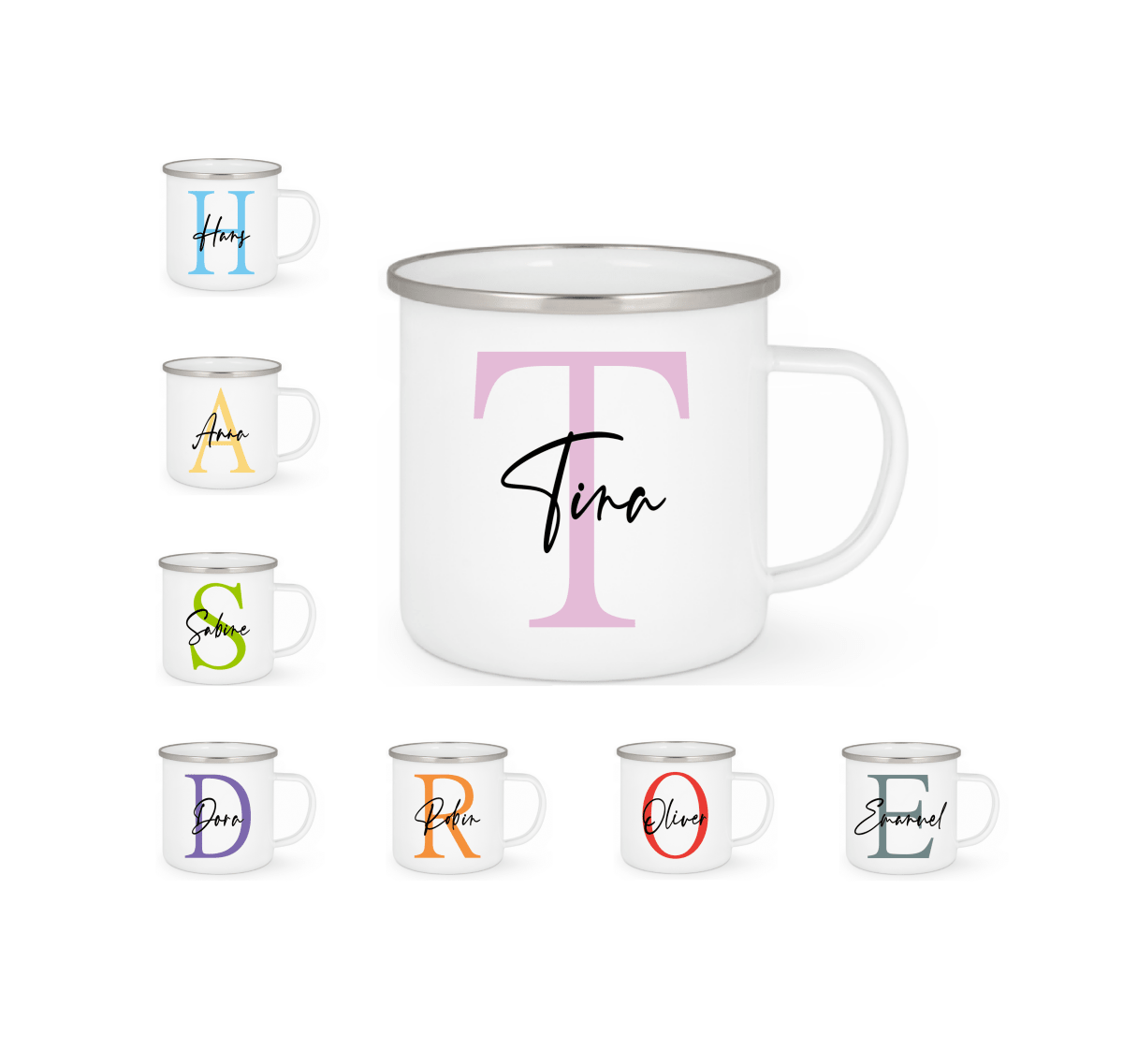 Personalisierte Emaille Tasse mit Namen Edelstahl Tasse_016H - Herz Jesu