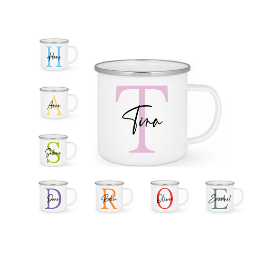 Personalisierte Emaille Tasse mit Namen Edelstahl Tasse_016H - Herz Jesu