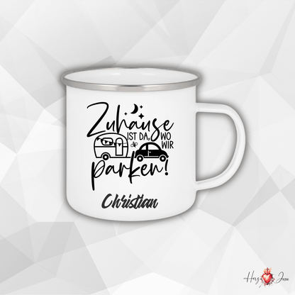 Personalisierte Emaille Tasse mit Namen Edelstahl Tasse_022H - Herz Jesu