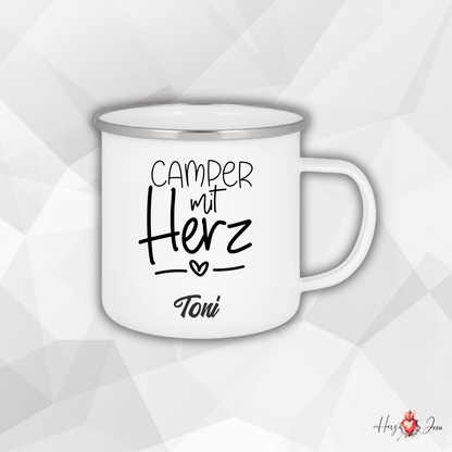 Personalisierte Emaille Tasse mit Namen Edelstahl Tasse_022H - Herz Jesu