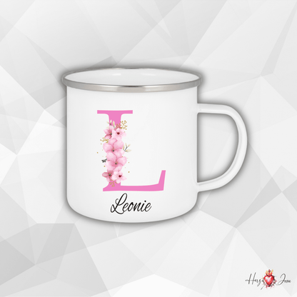 Personalisierte Emaille Tasse mit Namen Edelstahl Tasse_024H - Herz Jesu