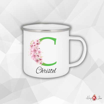 Personalisierte Emaille Tasse mit Namen Edelstahl Tasse_024H - Herz Jesu