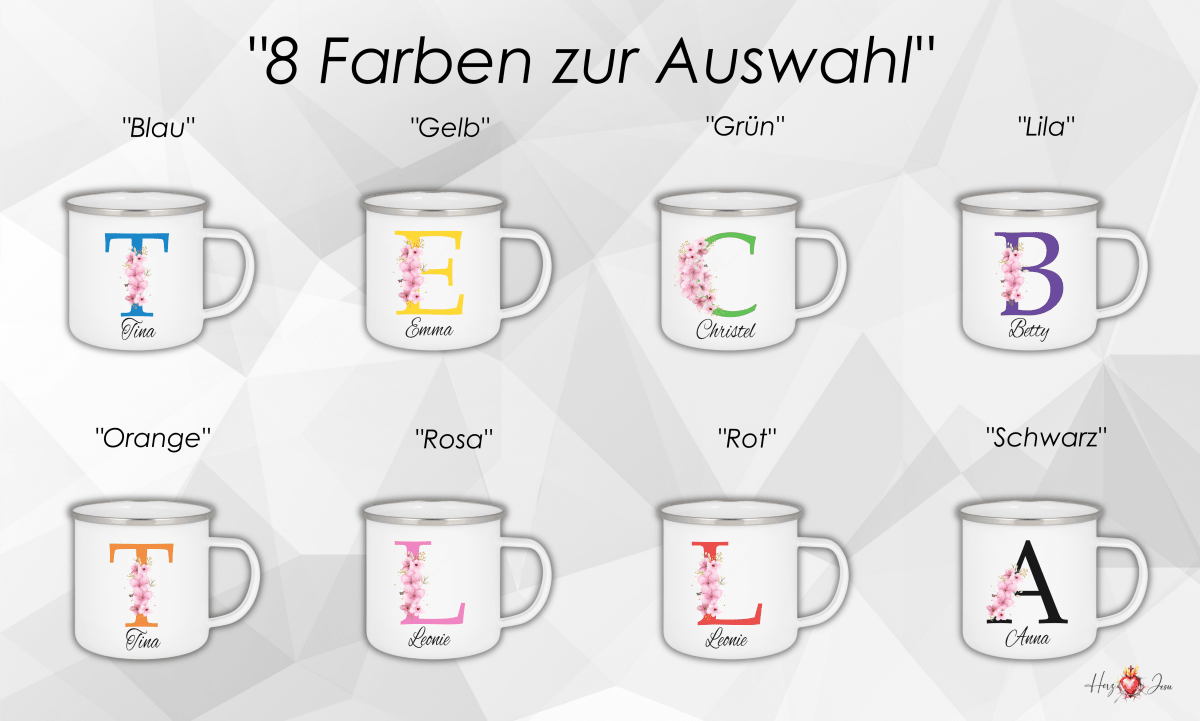 Personalisierte Emaille Tasse mit Namen Edelstahl Tasse_024H - Herz Jesu