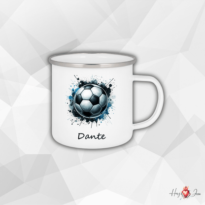 Personalisierte Emaille Tasse mit Namen Fußball Kindertasse Edelstahl Tasse_019H - Herz Jesu