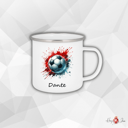 Personalisierte Emaille Tasse mit Namen Fußball Kindertasse Edelstahl Tasse_019H - Herz Jesu