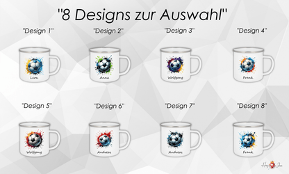 Personalisierte Emaille Tasse mit Namen Fußball Kindertasse Edelstahl Tasse_019H - Herz Jesu