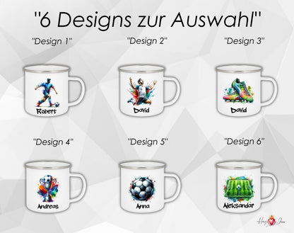 Personalisierte Emaille Tasse mit Namen Fußball Kindertasse Edelstahl Tasse_020H - Herz Jesu