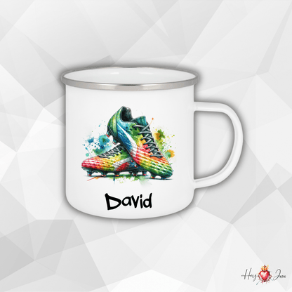 Personalisierte Emaille Tasse mit Namen Fußball Kindertasse Edelstahl Tasse_020H - Herz Jesu