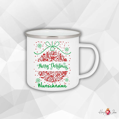 Personalisierte Emaille Tasse mit Namen Kaffeetasse Geschenkidee Geburtstag Weihnachtstasse_001H - Herz Jesu