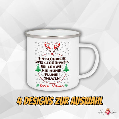 Personalisierte Emaille Tasse mit Namen Kaffeetasse Geschenkidee Geburtstag Weihnachtstasse_007H - Herz Jesu