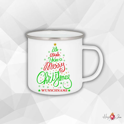 Personalisierte Emaille Tasse mit Namen Kaffeetasse Geschenkidee Geburtstag Weihnachtstasse_007H - Herz Jesu