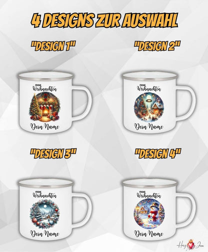 Personalisierte Emaille Tasse mit Namen Kaffeetasse Geschenkidee Geburtstag Weihnachtstasse_009H - Herz Jesu