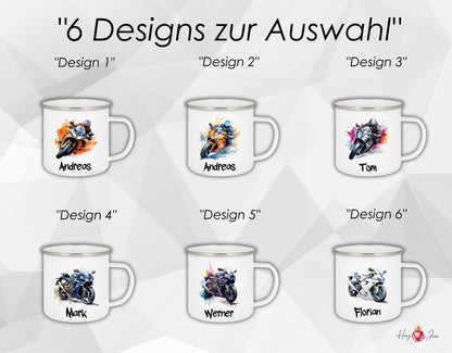 Personalisierte Emaille Tasse mit Namen Motorrad Kindertasse Edelstahl Tasse_021H - Herz Jesu