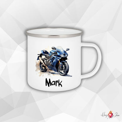 Personalisierte Emaille Tasse mit Namen Motorrad Kindertasse Edelstahl Tasse_021H - Herz Jesu