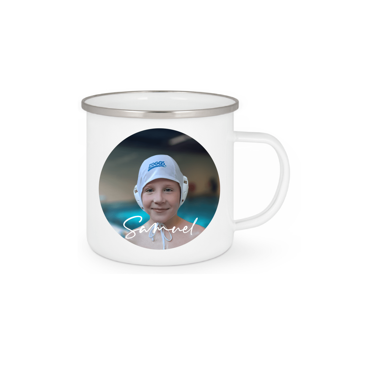 Personalisierte Emaille Tasse mit Namen/Bild Edelstahl Tasse_018H - Herz Jesu