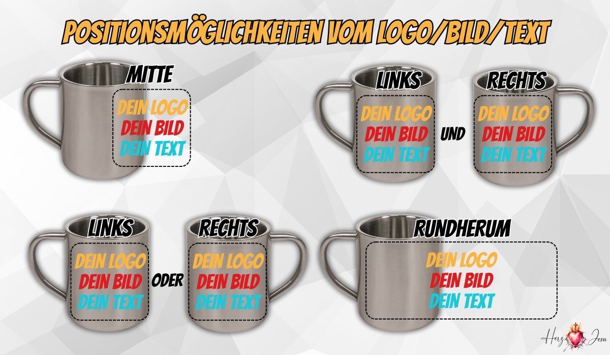 Personalisierte Fototasse Logo Werbeartikel Edelstahl Tasse Fotogeschenke_0002K - Herz Jesu