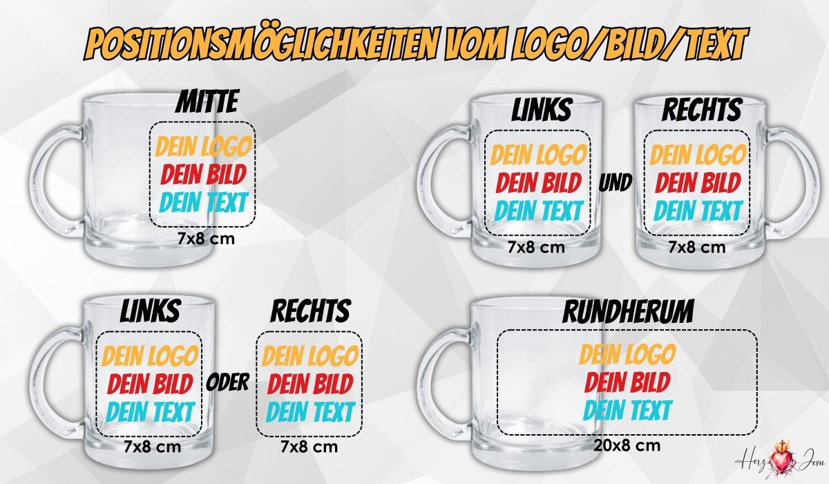 Personalisierte Fototasse Logo Werbeartikel Glasstasse bedrucken Fotogeschenke Weihnachtstasse_0008M - Herz Jesu