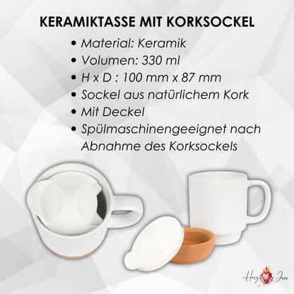Personalisierte Fototasse Logo Werbeartikel Tasse Korksockel bedrucken Fotogeschenke Weihnachtstasse_0085T - Herz Jesu