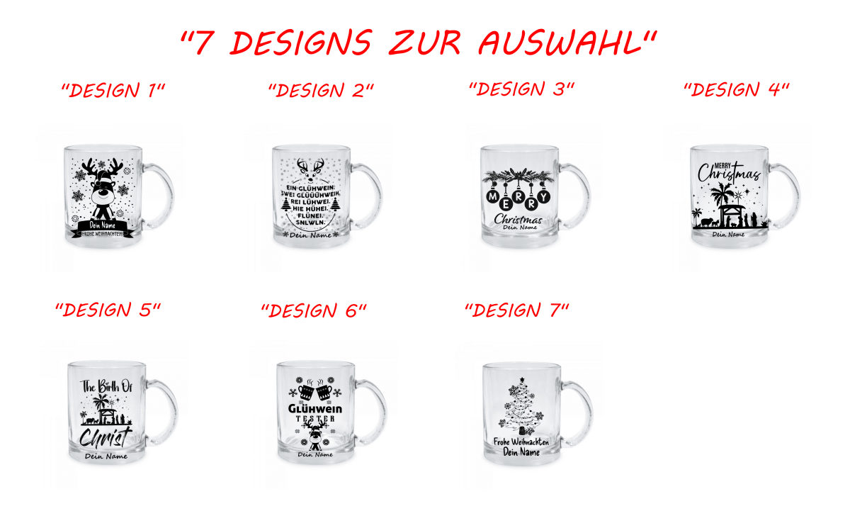 Personalisierte Glastasse Weihnachtstasse mit deinem Namen_0006M - Herz Jesu