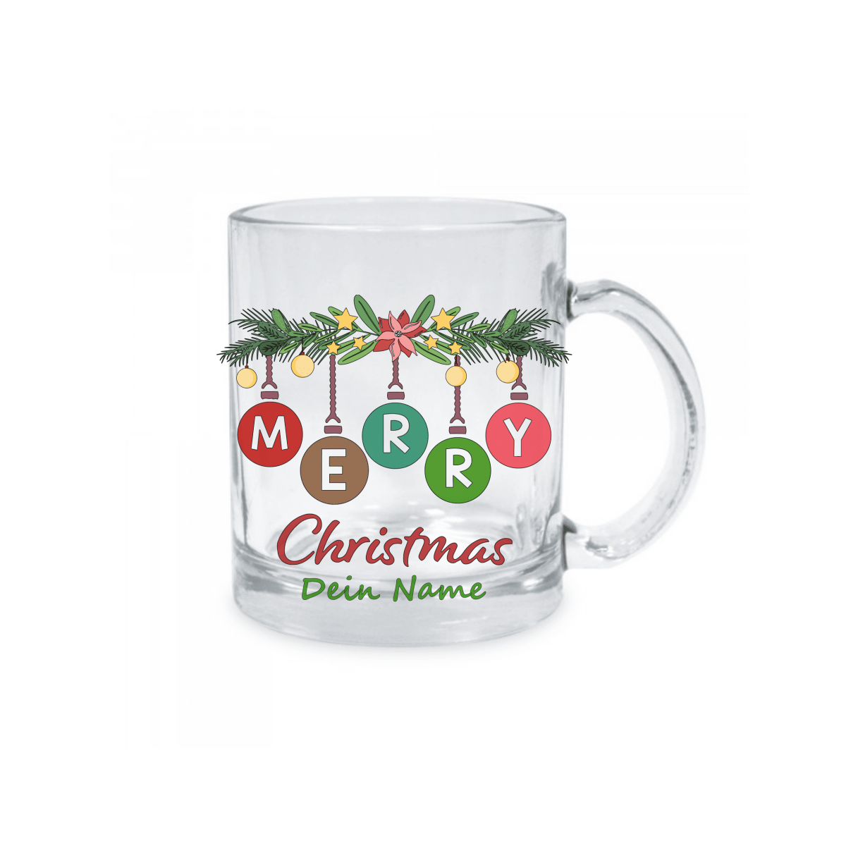 Personalisierte Glastasse Weihnachtstasse mit deinem Namen_0007M - Herz Jesu