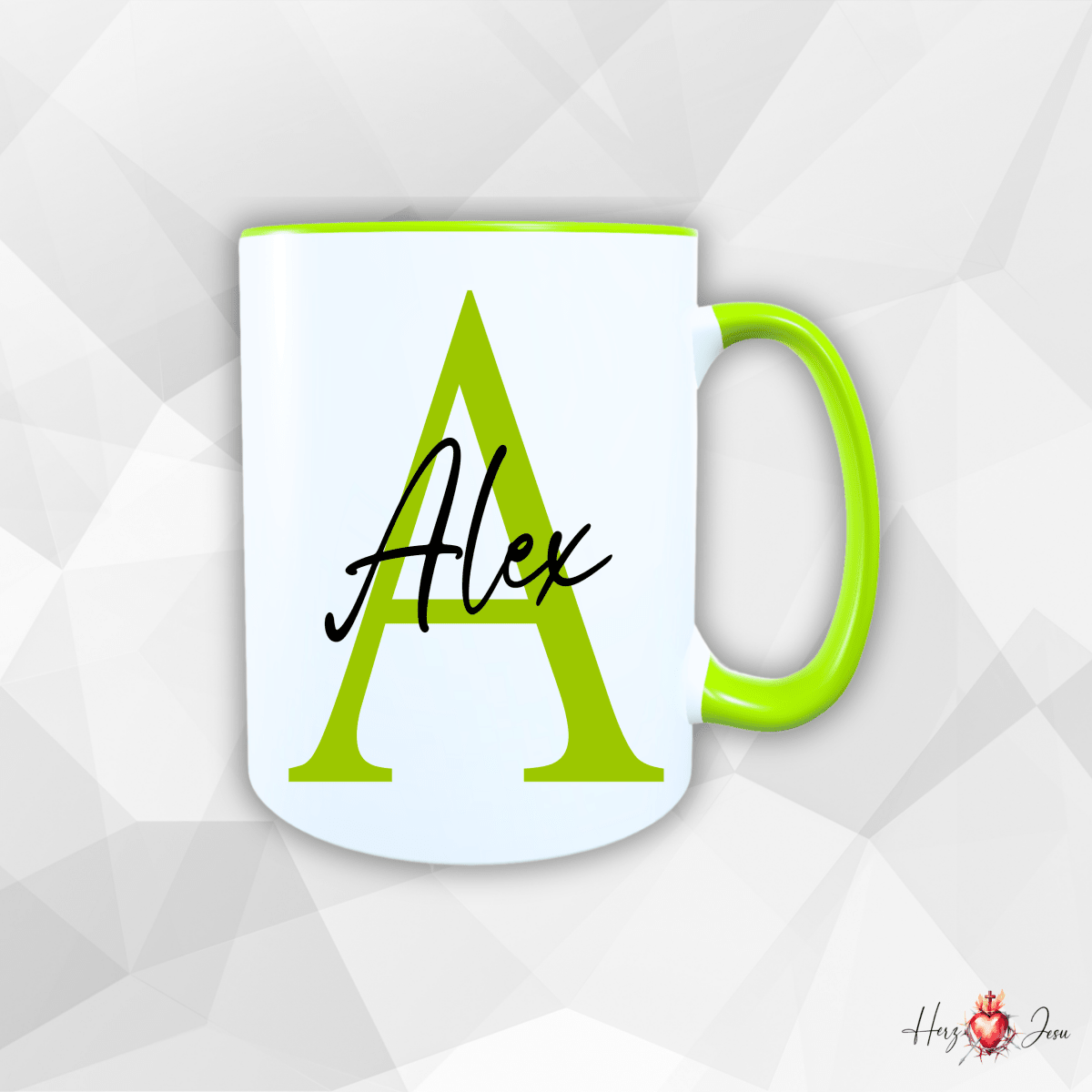 Personalisierte Keramik Tasse mit deinem Namen_0003T - Herz Jesu