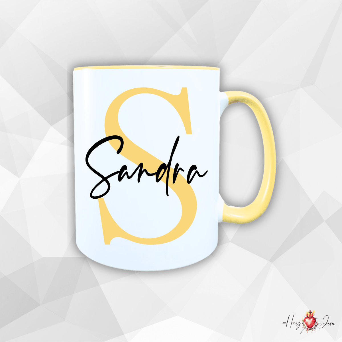 Personalisierte Keramik Tasse mit deinem Namen_0003T - Herz Jesu