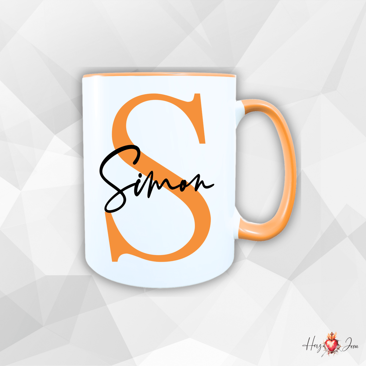 Personalisierte Keramik Tasse mit deinem Namen_0003T - Herz Jesu