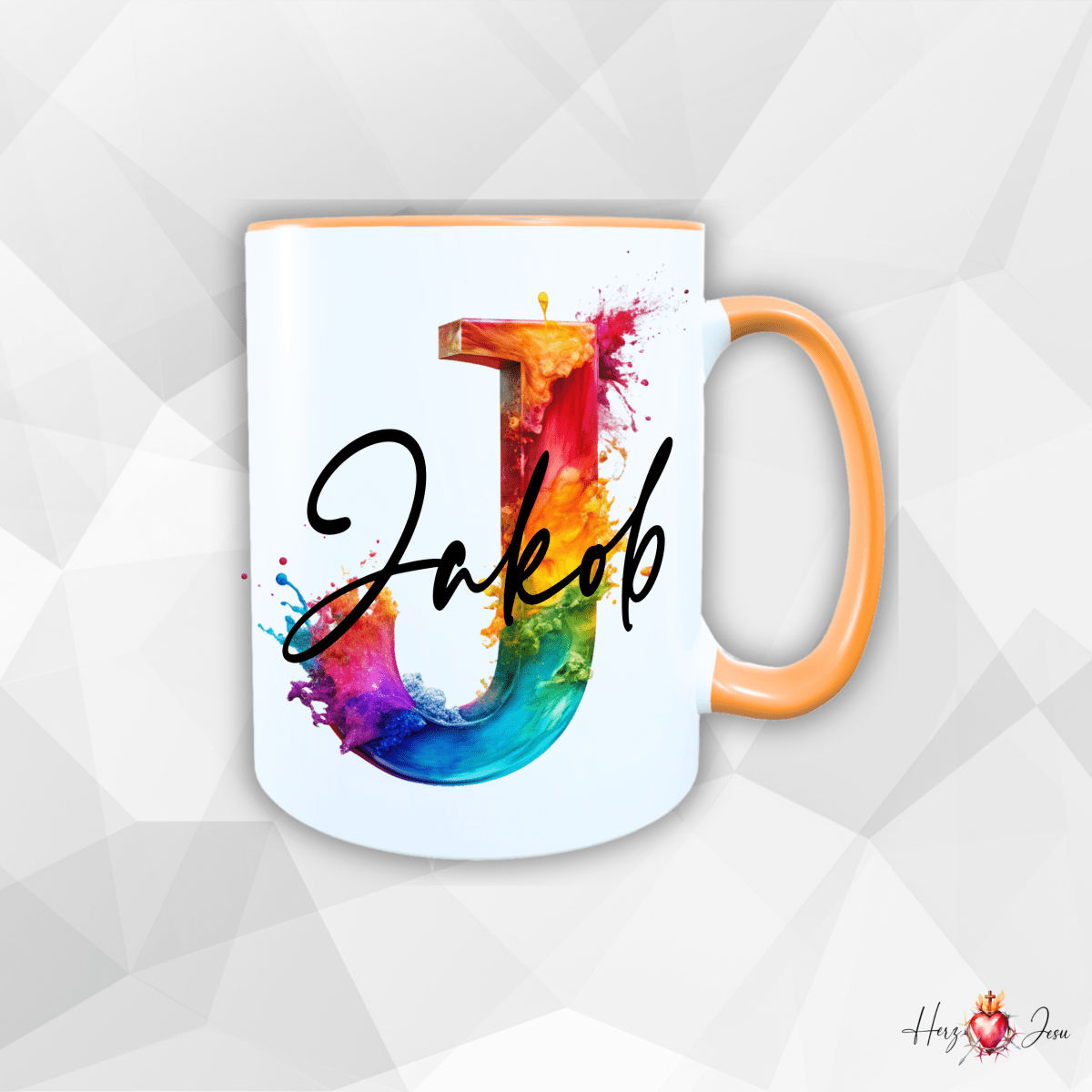 Personalisierte Keramik Tasse mit deinem Namen_0004T - Herz Jesu