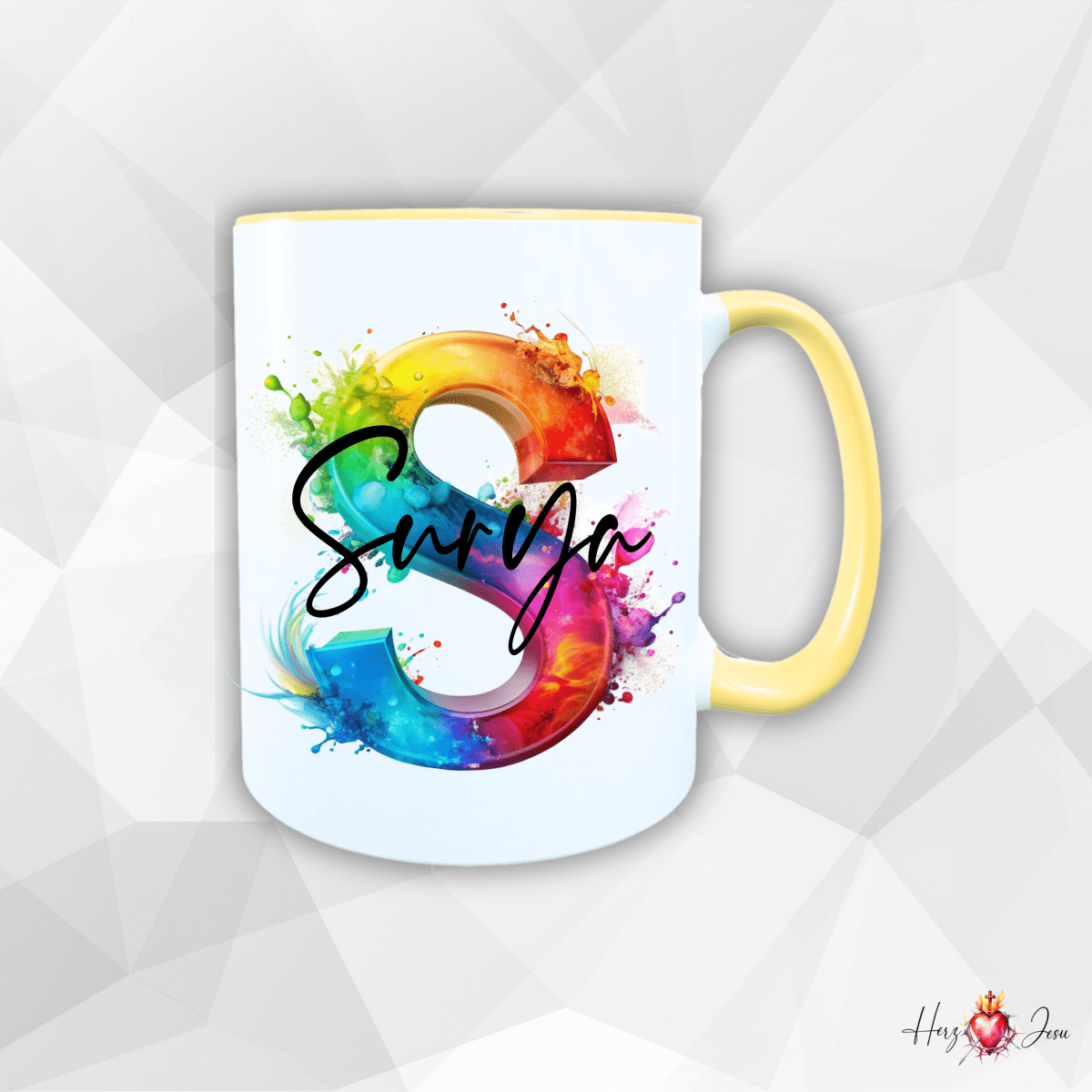 Personalisierte Keramik Tasse mit deinem Namen_0004T - Herz Jesu