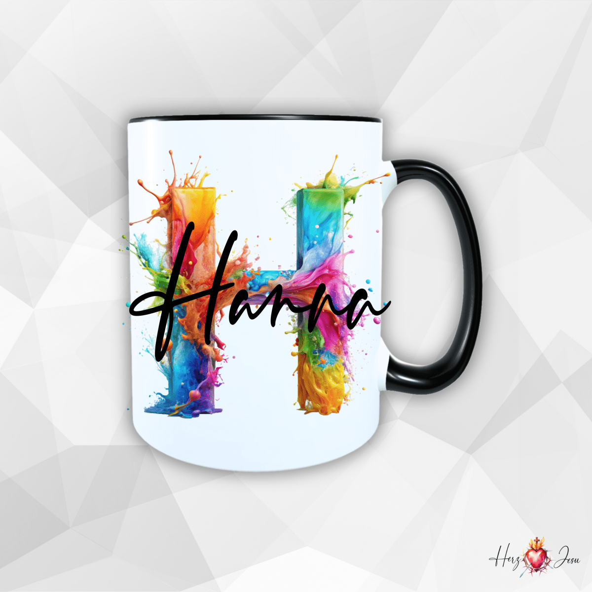 Personalisierte Keramik Tasse mit deinem Namen_0004T - Herz Jesu