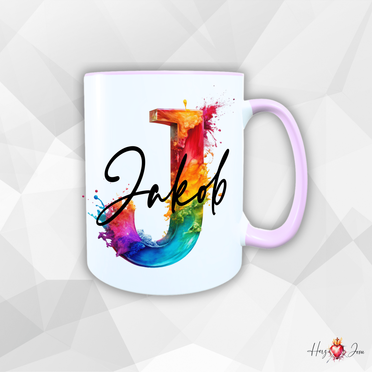 Personalisierte Keramik Tasse mit deinem Namen_0004T - Herz Jesu