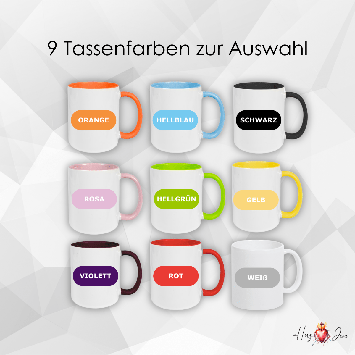 Personalisierte Keramik Tasse mit deinem Namen_0004T - Herz Jesu