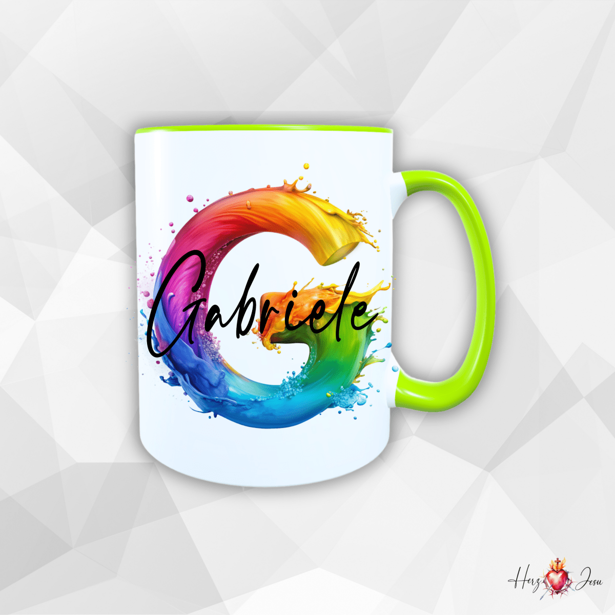 Personalisierte Keramik Tasse mit deinem Namen_0004T - Herz Jesu