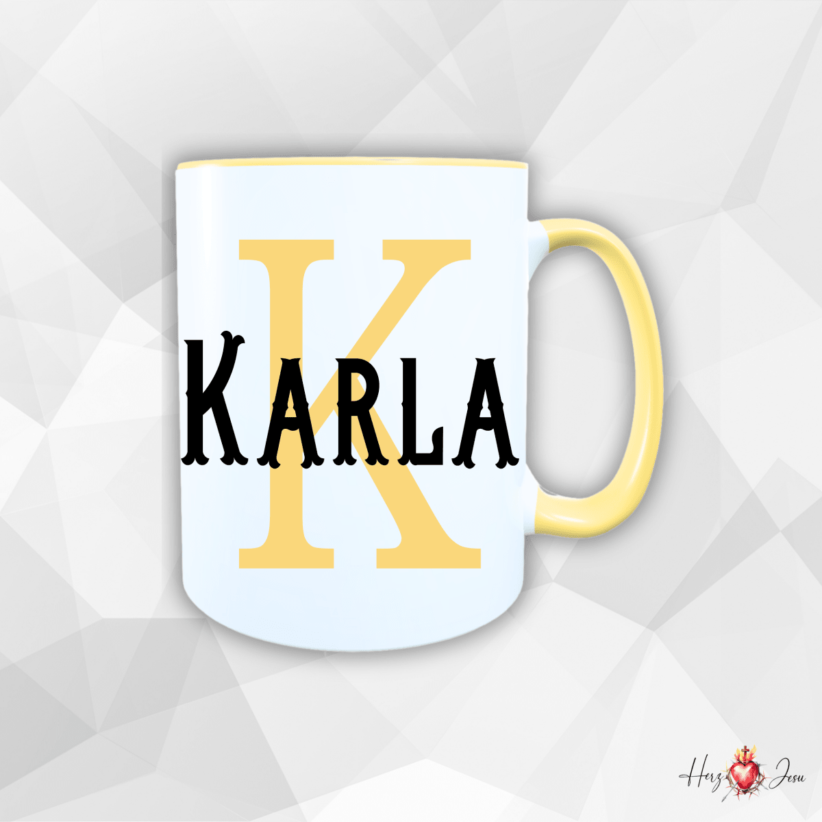 Personalisierte Keramik Tasse mit deinem Namen_0012T - Herz Jesu