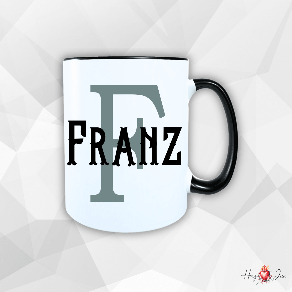 Personalisierte Keramik Tasse mit deinem Namen_0012T - Herz Jesu
