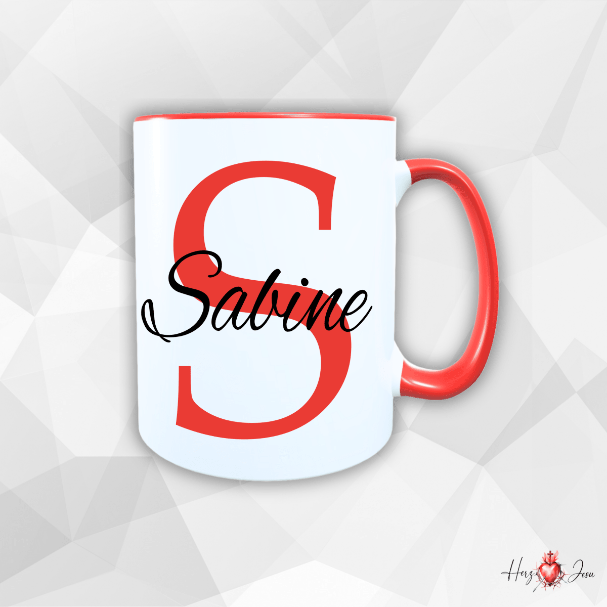 Personalisierte Keramik Tasse mit deinem Namen_0017T - Herz Jesu