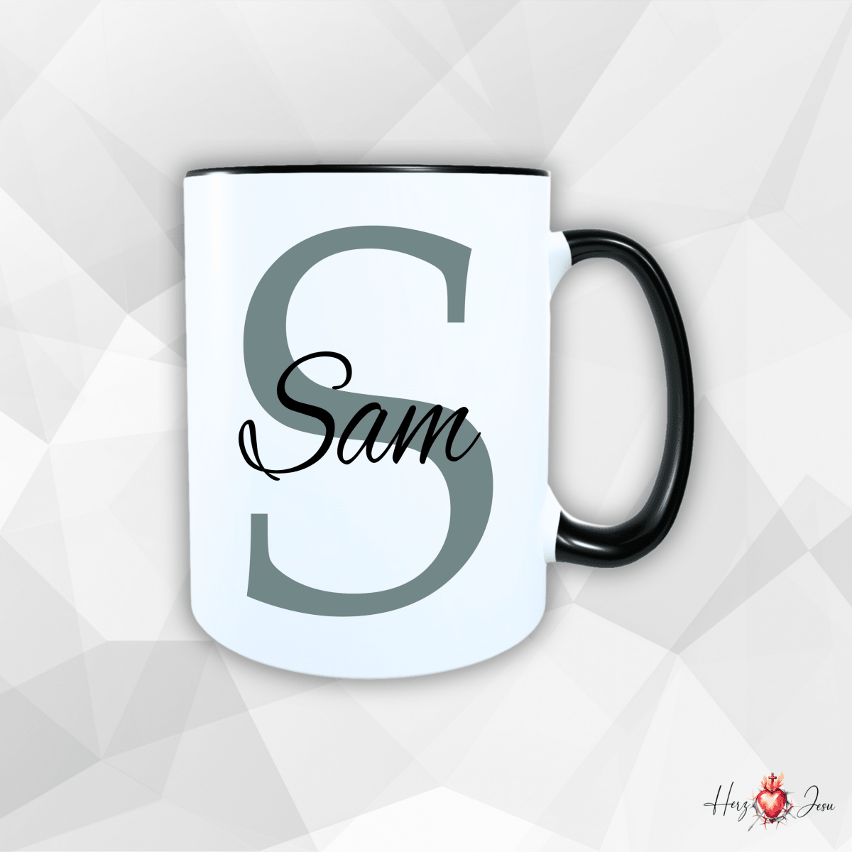 Personalisierte Keramik Tasse mit deinem Namen_0017T - Herz Jesu