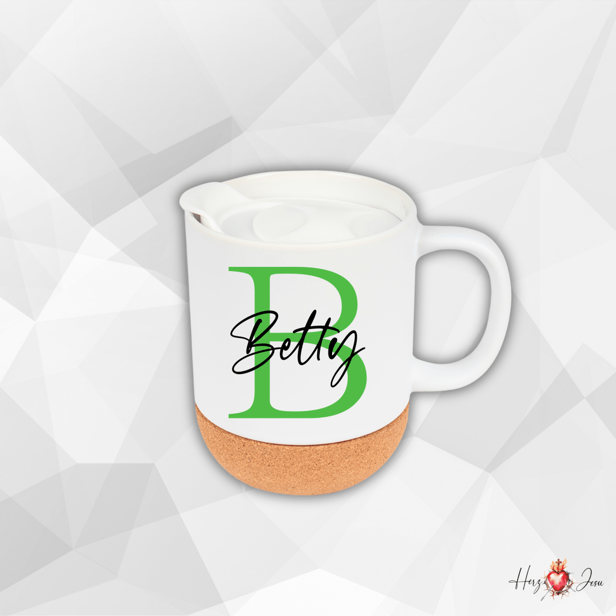 Personalisierte Keramik Tasse mit deinem Namen_0045T - Herz Jesu