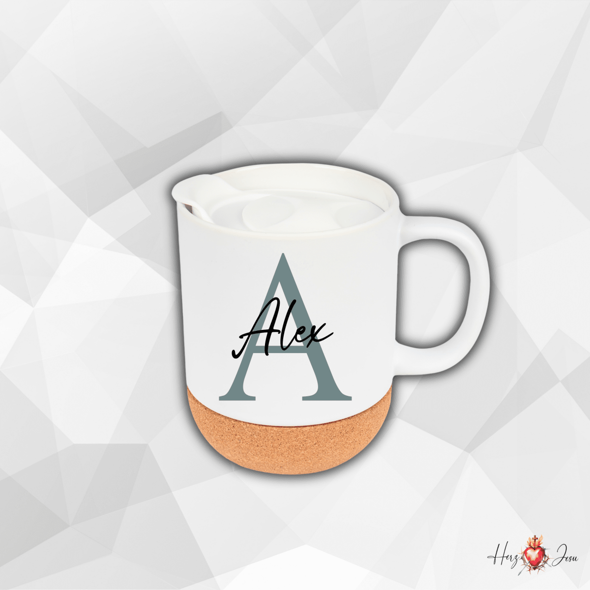 Personalisierte Keramik Tasse mit deinem Namen_0045T - Herz Jesu