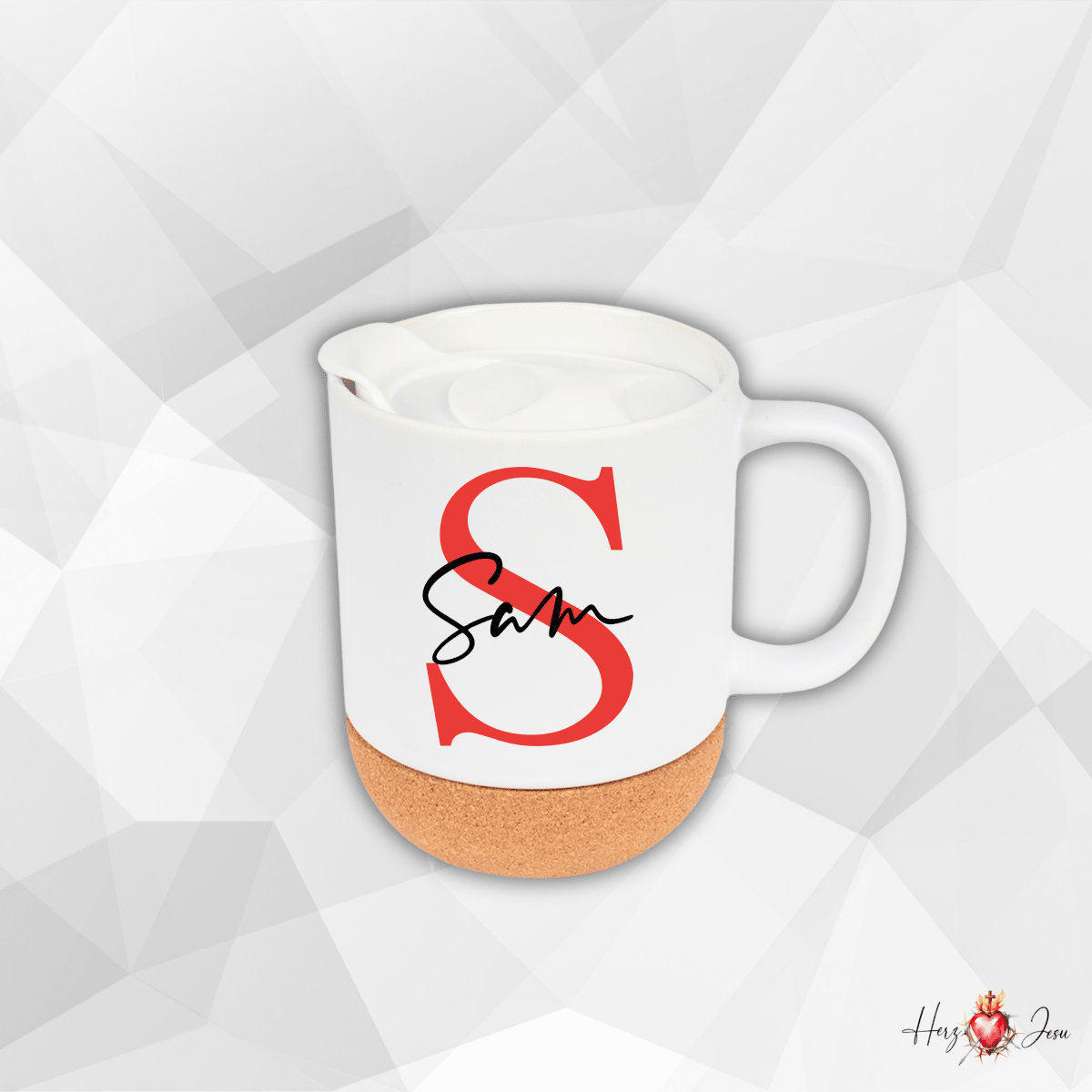Personalisierte Keramik Tasse mit deinem Namen_0045T - Herz Jesu
