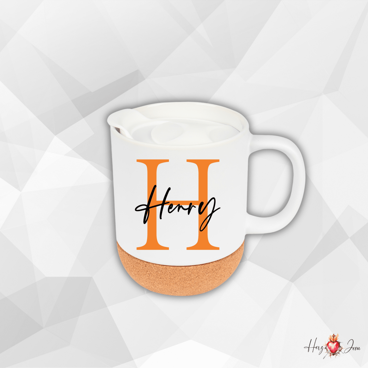 Personalisierte Keramik Tasse mit deinem Namen_0045T - Herz Jesu