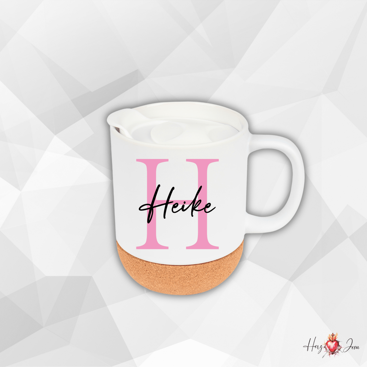 Personalisierte Keramik Tasse mit deinem Namen_0045T - Herz Jesu