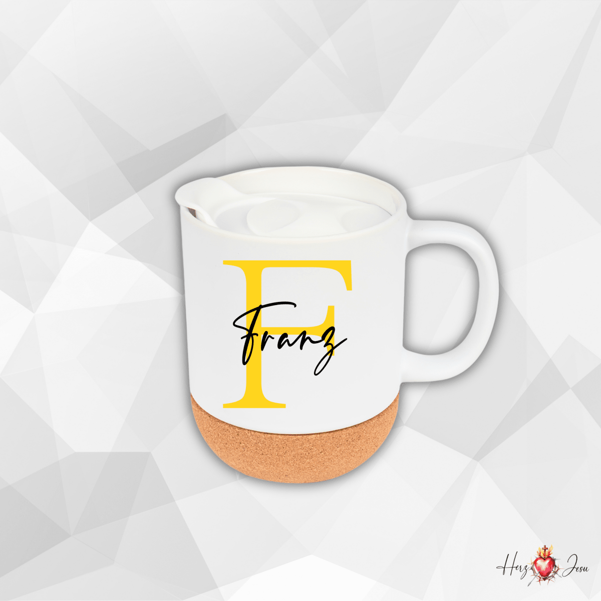 Personalisierte Keramik Tasse mit deinem Namen_0045T - Herz Jesu